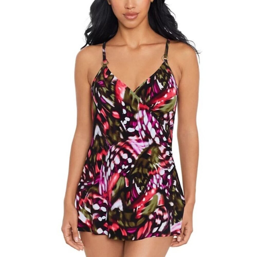 Magicsuit Multicolor Floral Print Swimdress - Pink, Green, Black